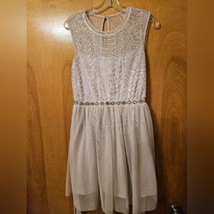 Vintage Y2K Deb Elegant Cream Sequin Midi Dress